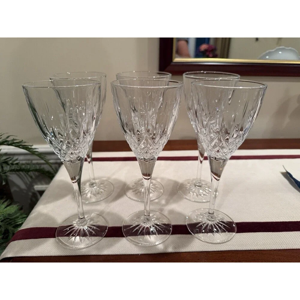 Set of Six Royal Doulton Crystal Wine Goblets Earlswood Collection